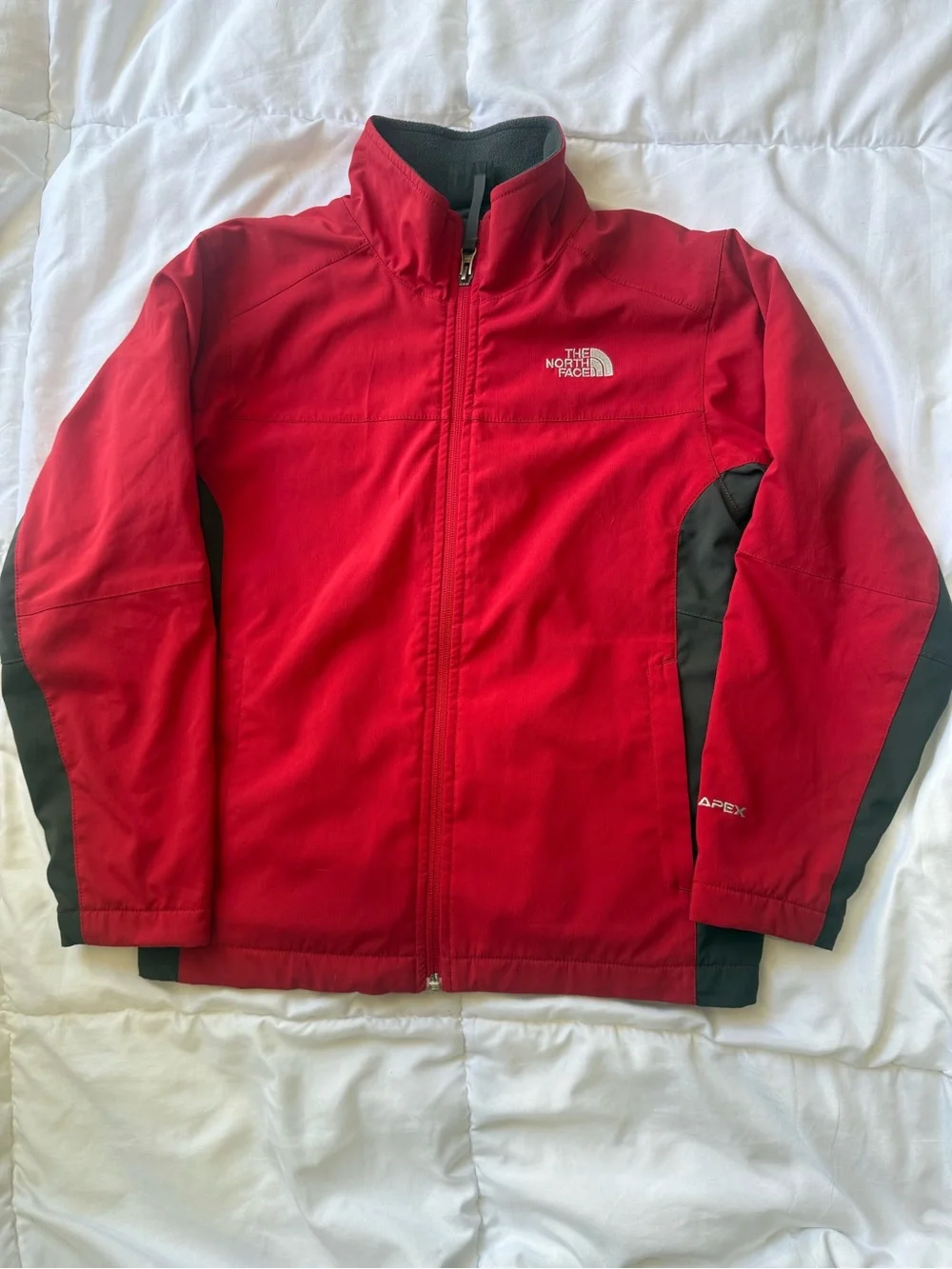 The North Face Kids Red and Black Softshell Rain Jacket